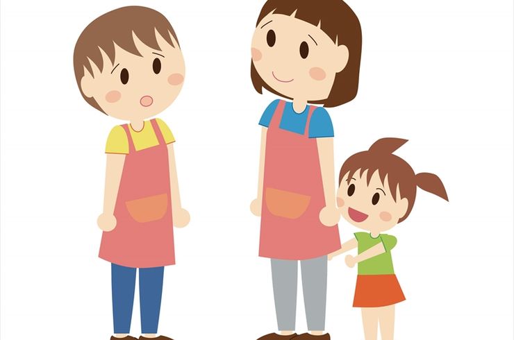 先生と園児のイラスト